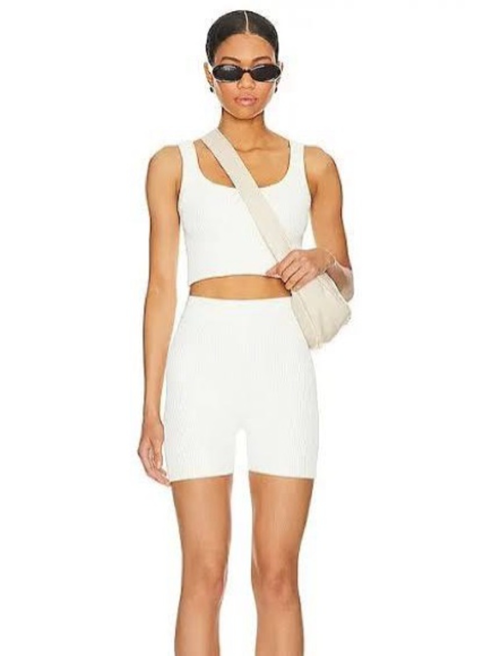 Cuts Clothing Women's Coreflex Ribbed Cropped Tank & Biker Shorts, Size L NEW